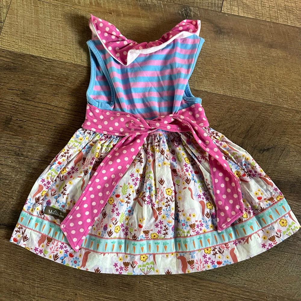 Girls Matilda Jane Casual Dress 2T Pink Blue Floral Bunny Easter - Picture 9 of 9